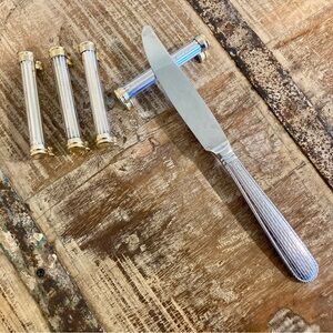 4 Knife Rests Chopstick Rests Signed SL Silver Plated and Gold Tone Vintage